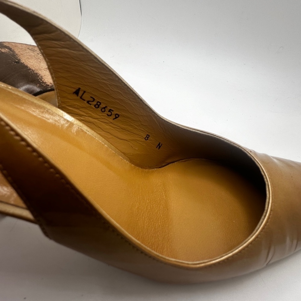 Vintage GOLD STUART 75 SLINGBACK PUMP pointed toe heel size 8 🌶️🔥💛🪙 - Picture 8 of 12